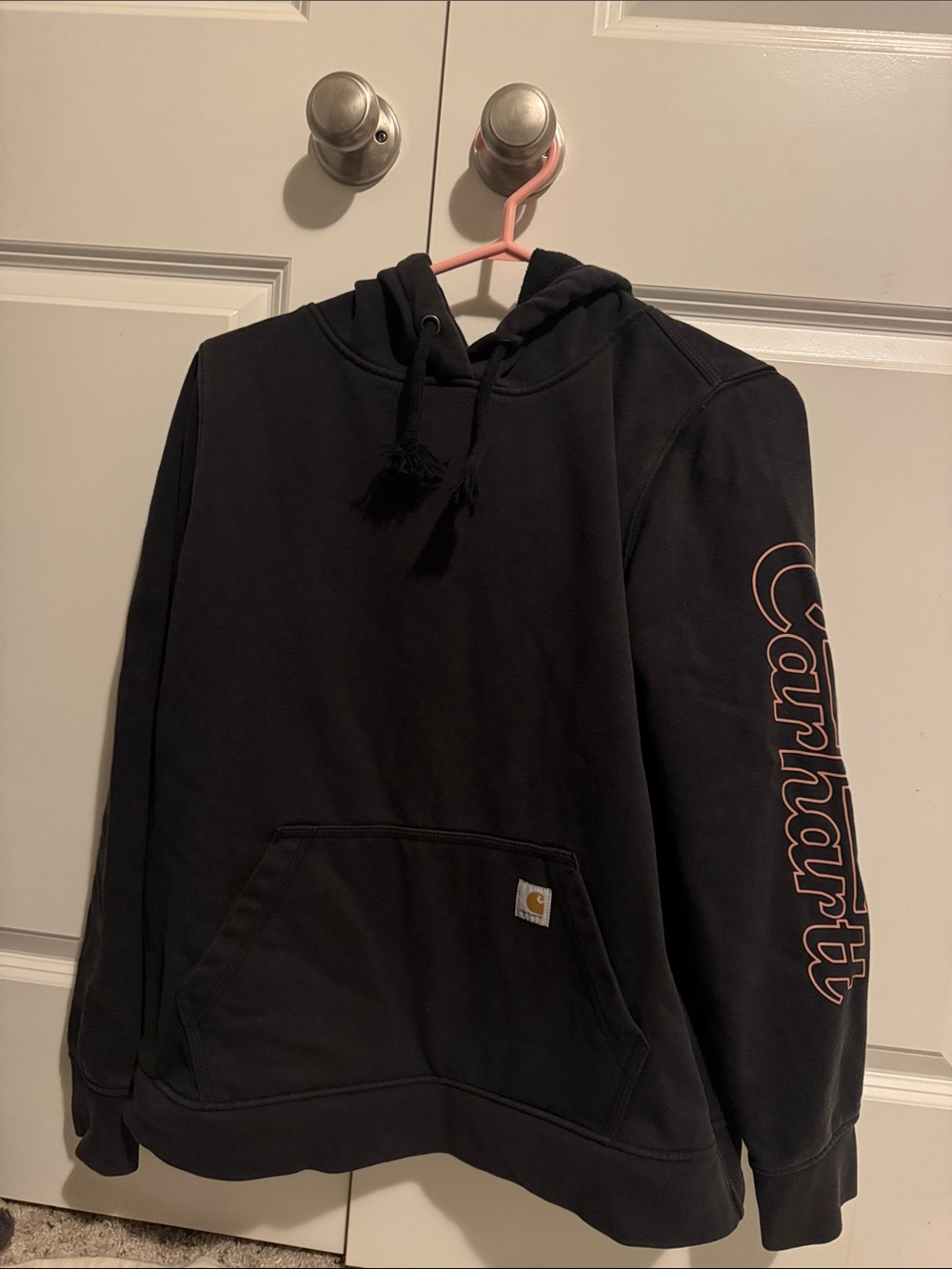 Carhartt Black Rain Defender Hoodie with Sleeve Logo